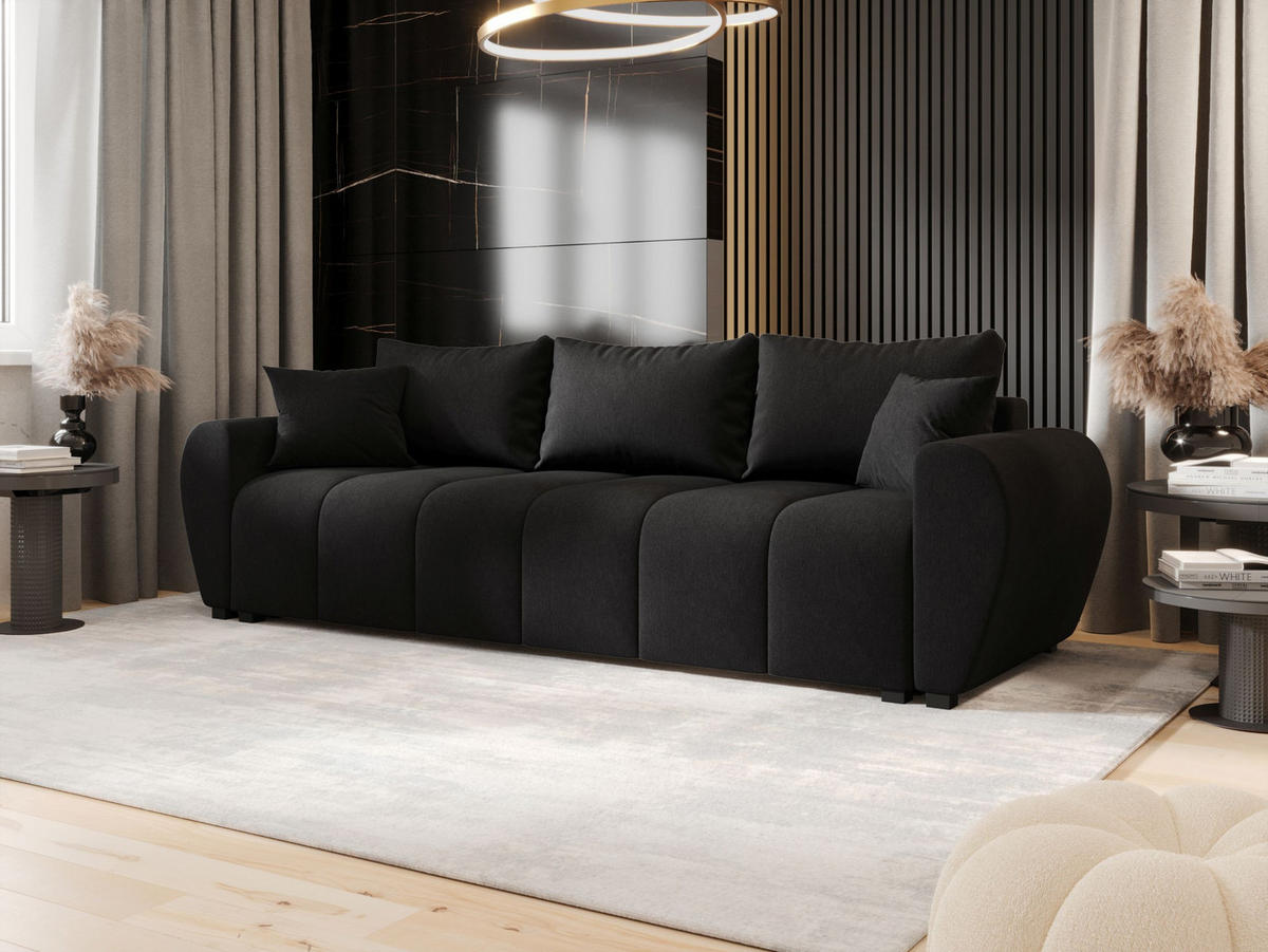 SOFA MOLISA mit Schlaffunktion COSMIC 100 mit Stauraum - Schwarz, Textil (86/82/246cm) - Bedante