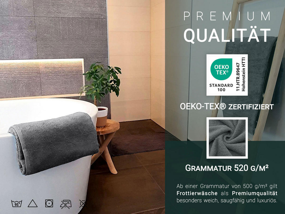DUSCHTÜCHER, 3er-Set, 70x140 cm, 100% Baumwolle, Grau - Graphitfarben, Textil (70/140cm) - Zollner
