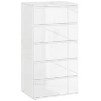 KOMMODE Schubladenschrank Sideboard mit 5 Schubladen, Weiß, 55 x 34 x 100 cm - Weiß, Holzwerkstoff (55/100/34cm) - HOMCOM