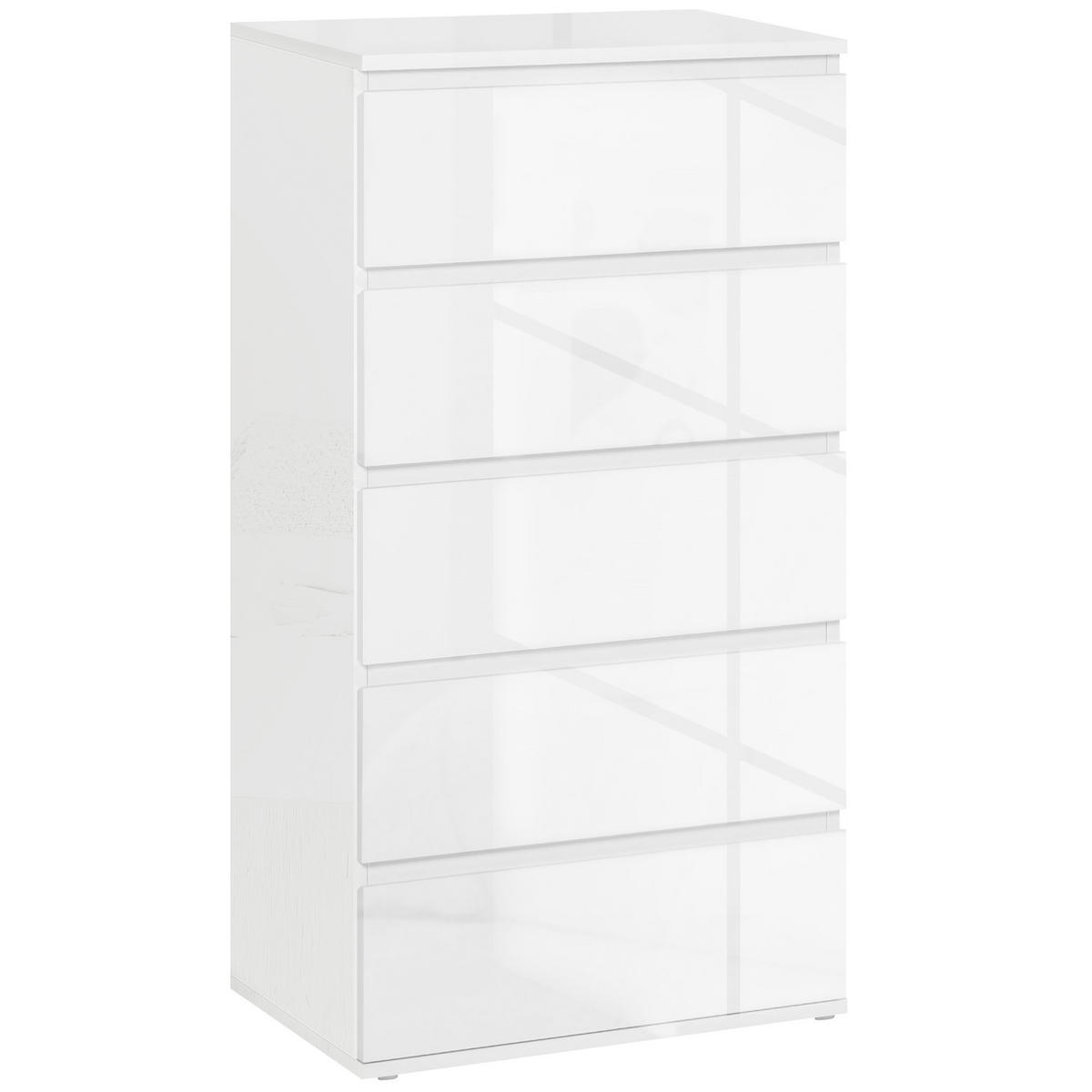 KOMMODE Schubladenschrank Sideboard mit 5 Schubladen, Weiß, 55 x 34 x 100 cm - Weiß, Holzwerkstoff (55/100/34cm) - HOMCOM