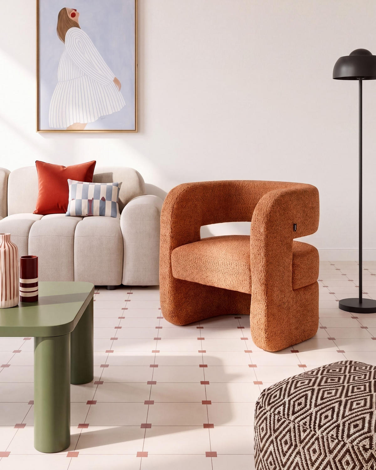 SESSEL Chenillegewebe Orange Vidsel - Orange, Textil (76/78/60cm) - Beliani