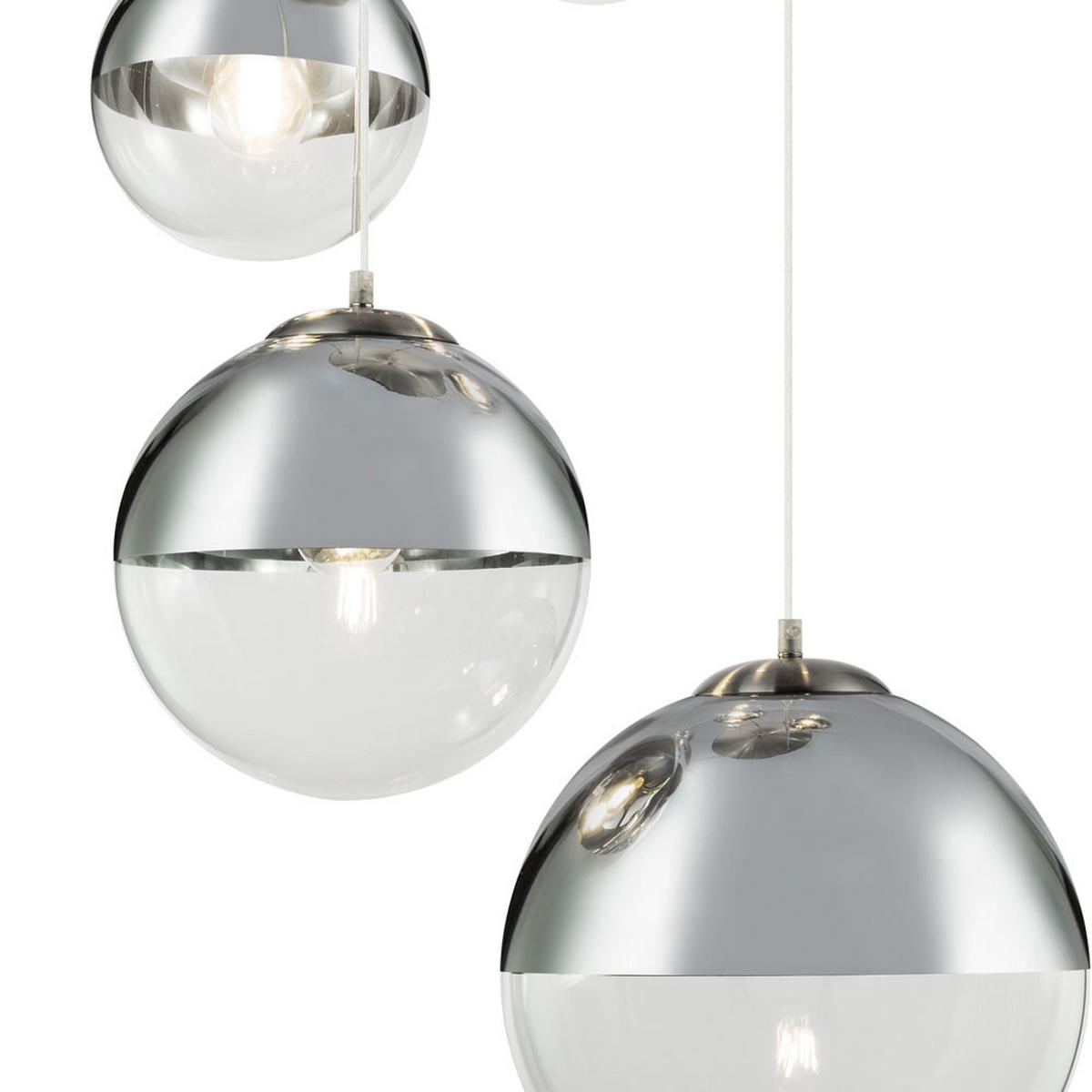 LED HÄNGELEUCHTE VARUS Silber Chrom - Silberfarben, Glas (64/64/150cm) - Globo Lighting