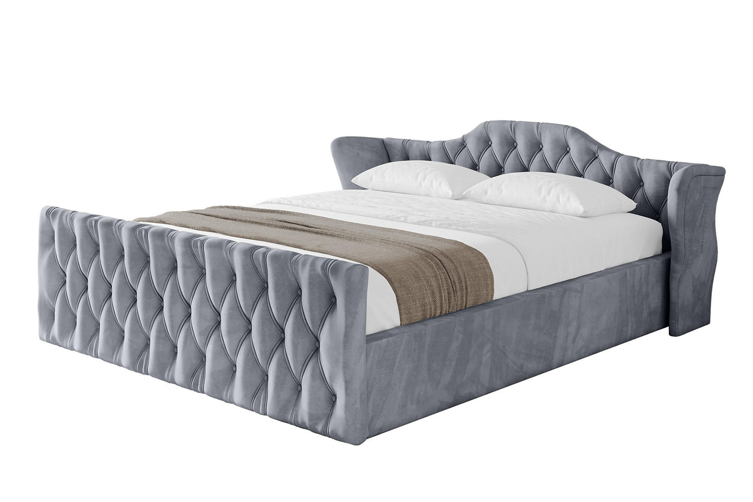 POLSTERBETT mit Bettkasten, Fußteil und Lattenrost, Boxbett ohne Matratze - ZORAN-Z-V1 180x200 Grau - Grau, Holzwerkstoff/Textil (180/200cm) - ALTDECOR