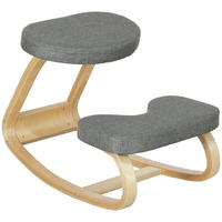KNIESTUHL Birkenholz, Polyester Grau - Grau, Holz (50/55/73cm) - HOMCOM