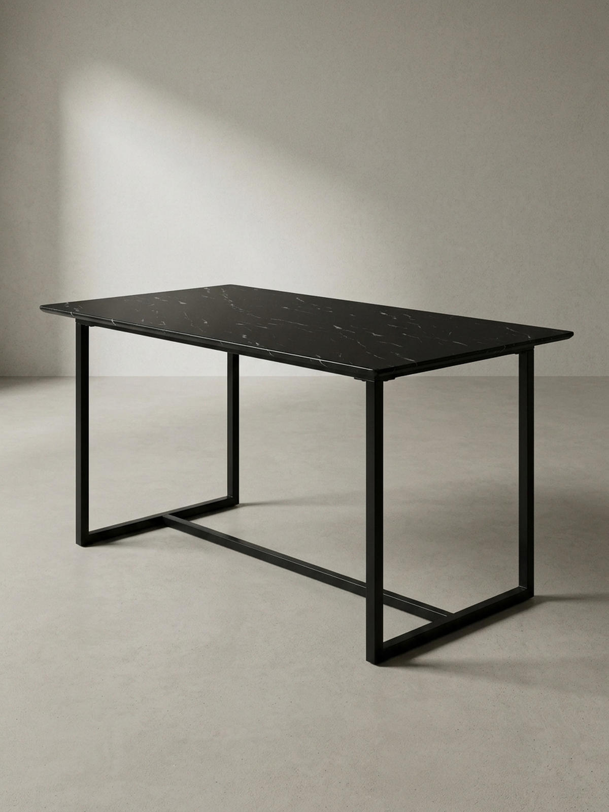 ESSTISCH Marmoroptik Metall Rechteckig Modern Klein, Schwarz 120x60x76 cm - Schwarz, Holzwerkstoff/Metall (60/120/76cm) - KADIMA DESIGN
