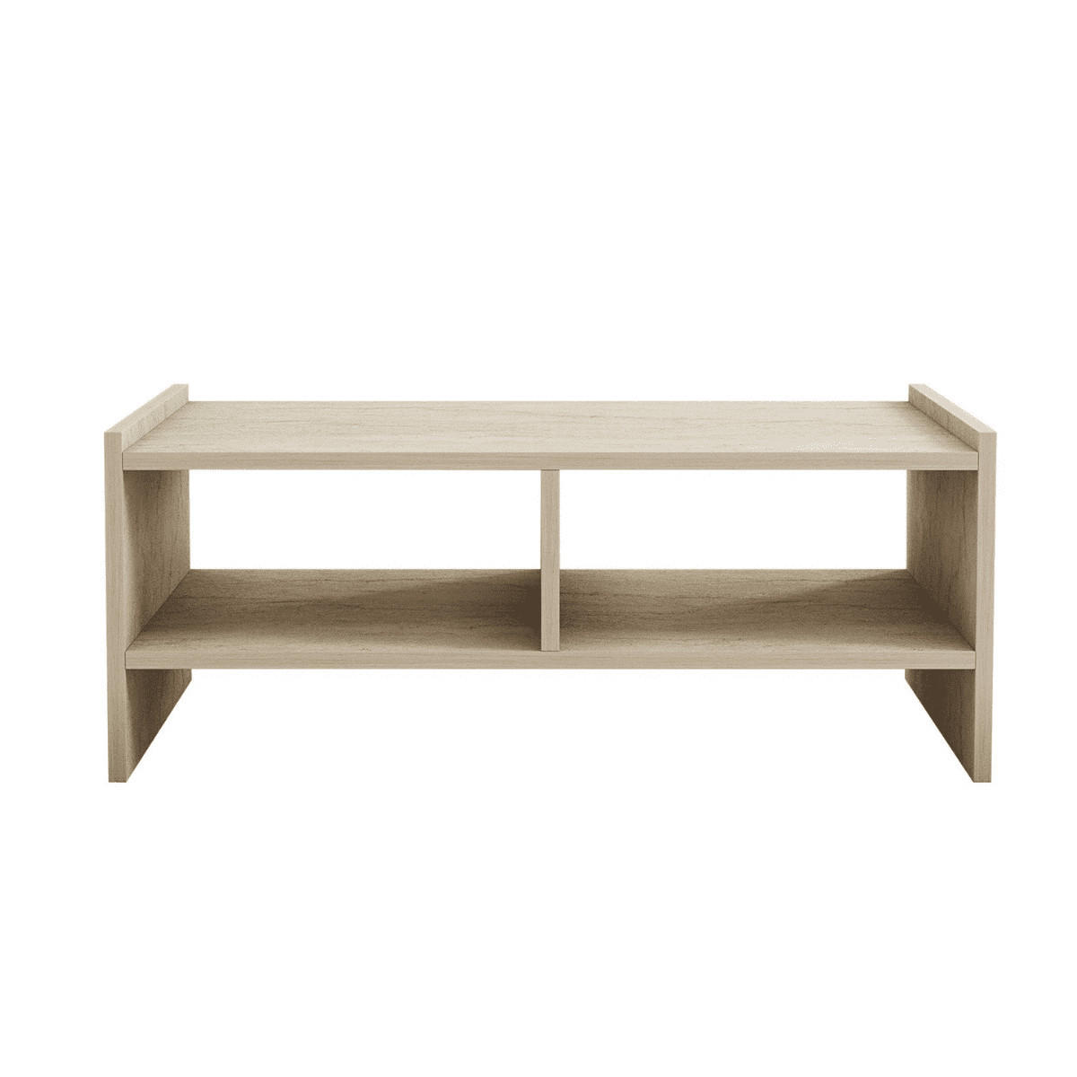 COUCHTISCH mit 2 offenen fächern, travertin-dekor - pera 90/50/35 cm - Beige, Holzwerkstoff (90/50/35cm) - Calicosy