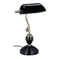 BANKERLAMPE - Schwarz, Glas/Holz (19/26/44cm) - Relaxdays