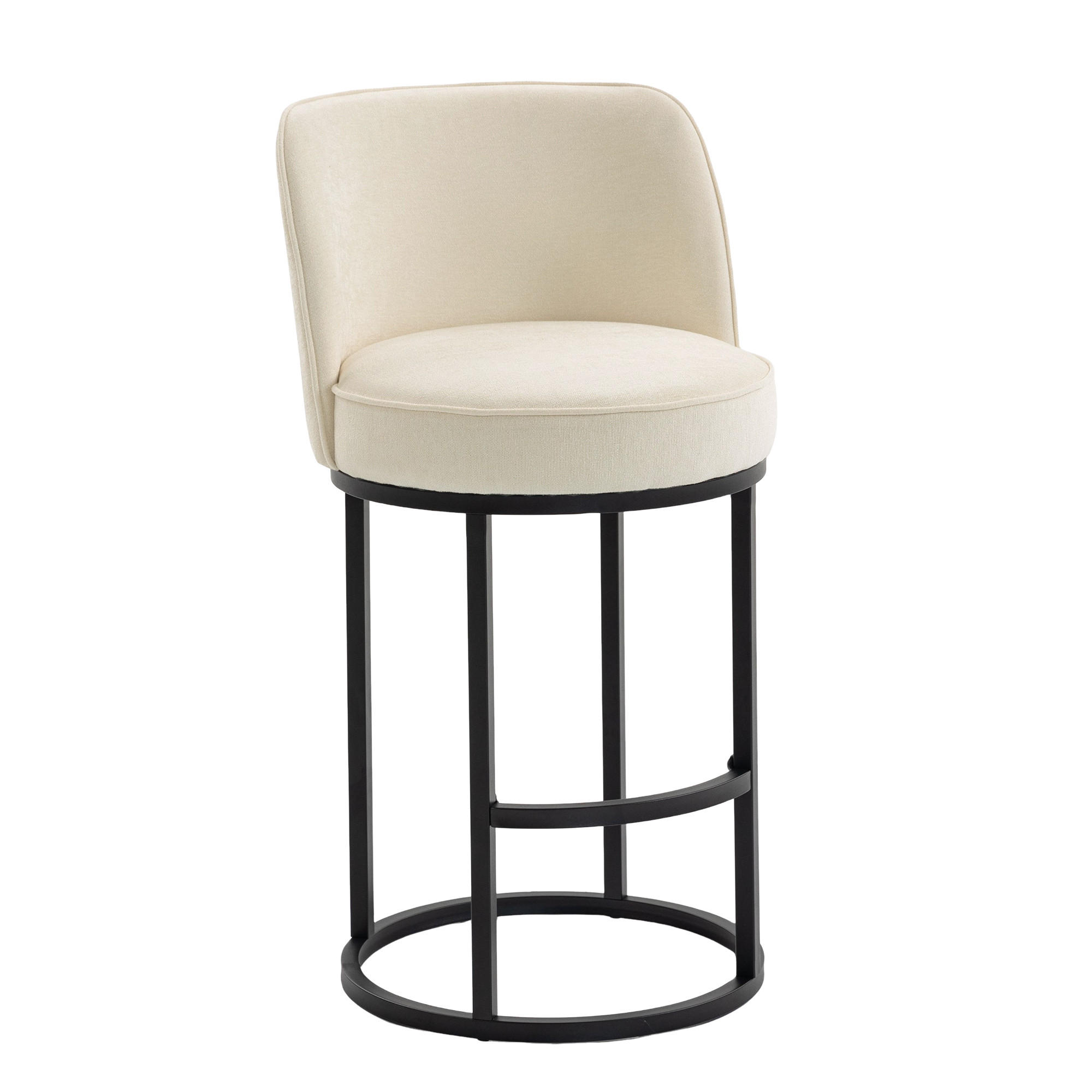 BARHOCKER 2er-Set mit Leinenbezug und Metallbeinen, Beige - Beige, Textil (46.5/88.5/49.5cm)