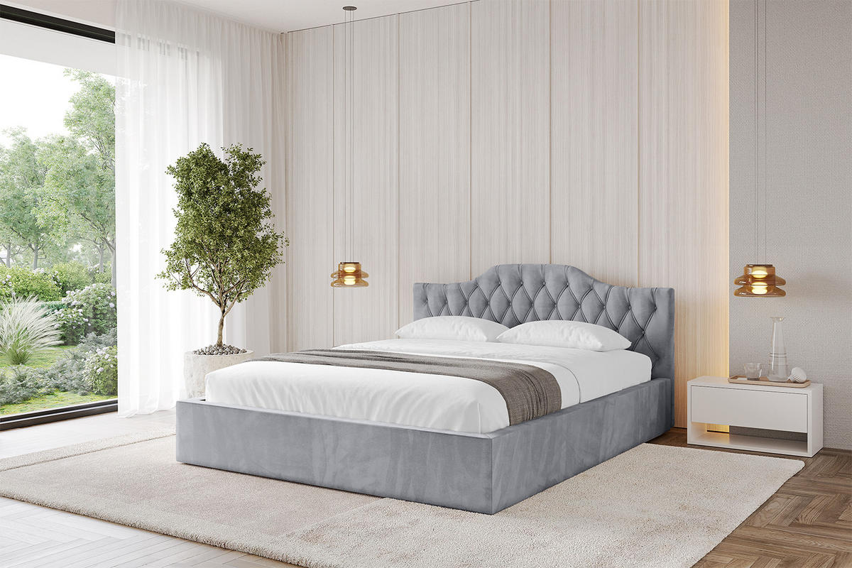 POLSTERBETT mit Bettkasten und Lattenrost, Bett mit Matratze H3/H4 - FALIO-V1 180x200 Hellgrau - Hellgrau, Holzwerkstoff/Textil (180/200cm) - ALTDECOR