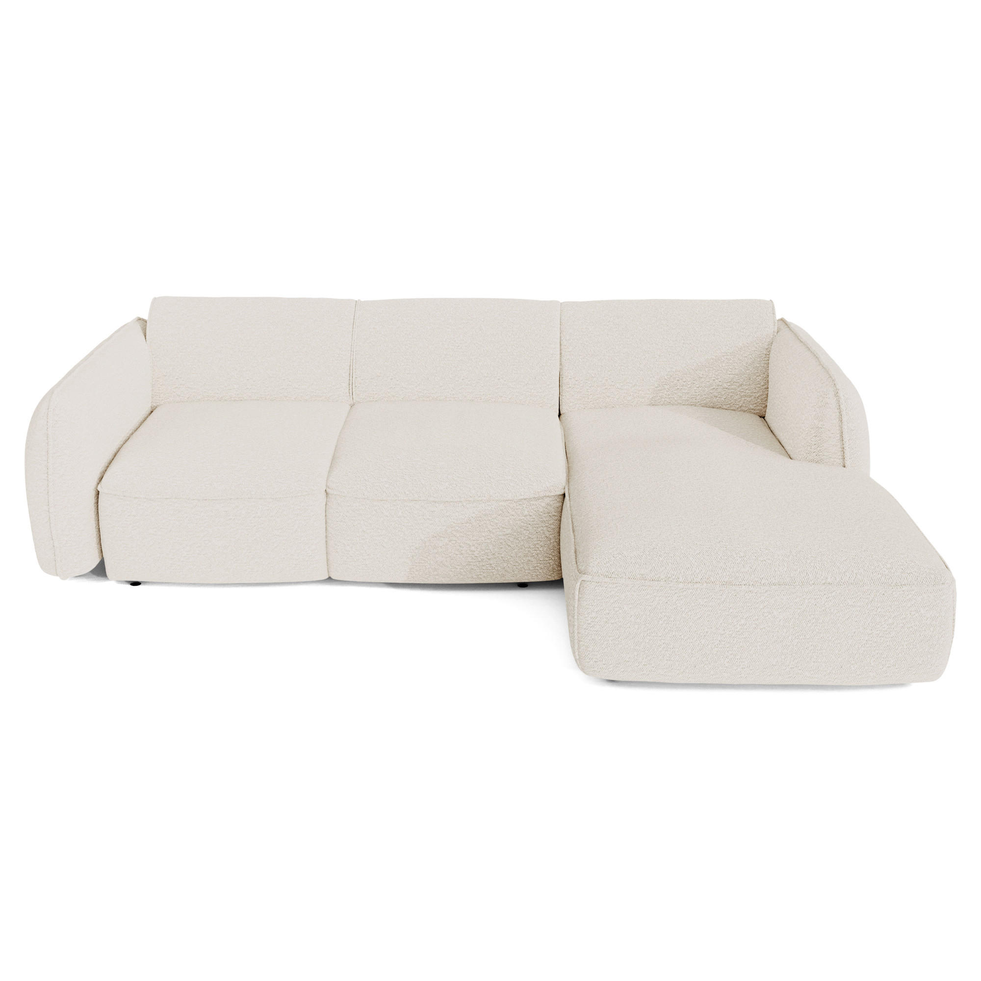ECKSOFA RECHTS Bouclé-Stoff 274cm - Creme, Textil (274/174cm) - Sia Home