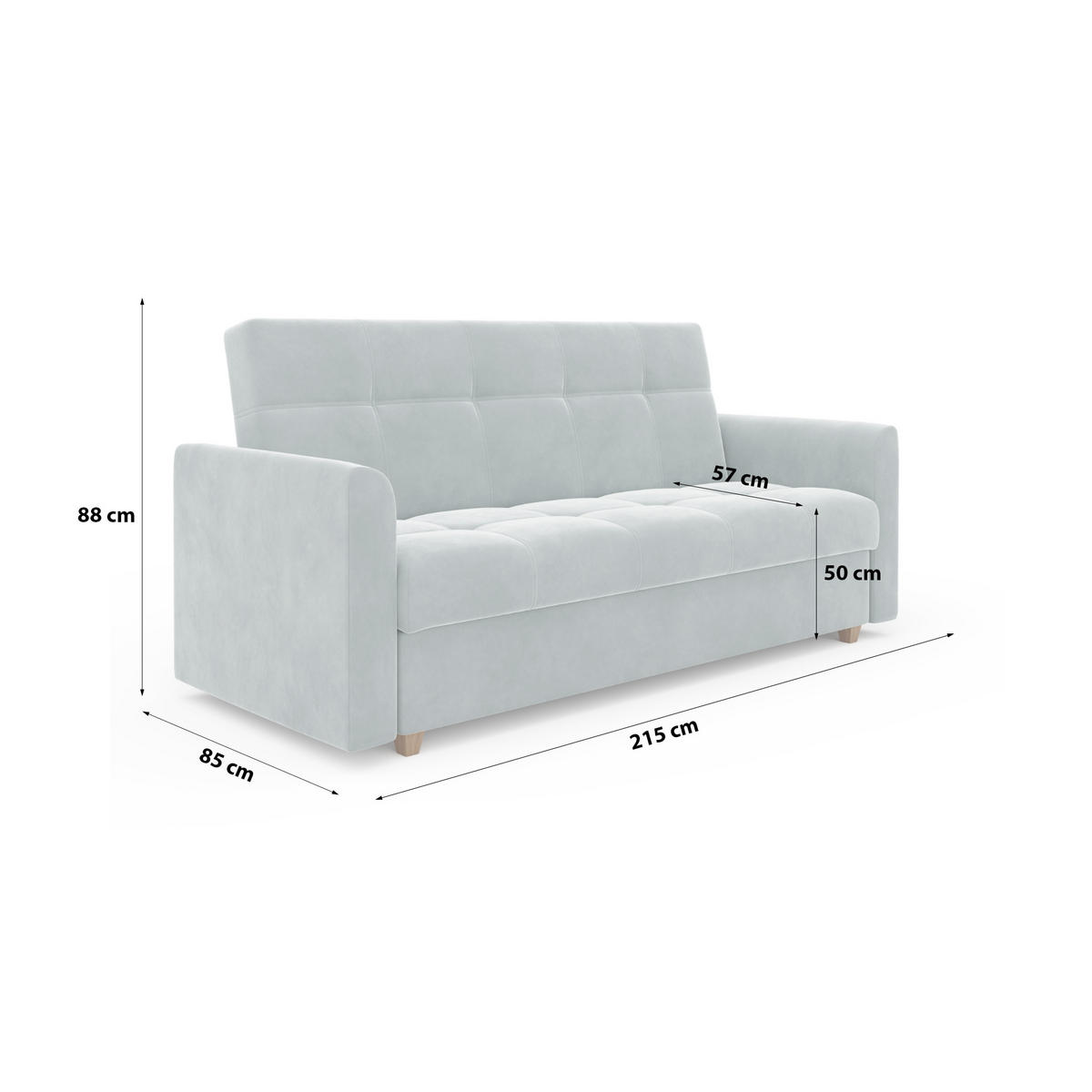 SCHLAFSOFA mit Bettkasten Salamanka, Hellblau - Blau, Textil (85/88/215cm) - Meblito