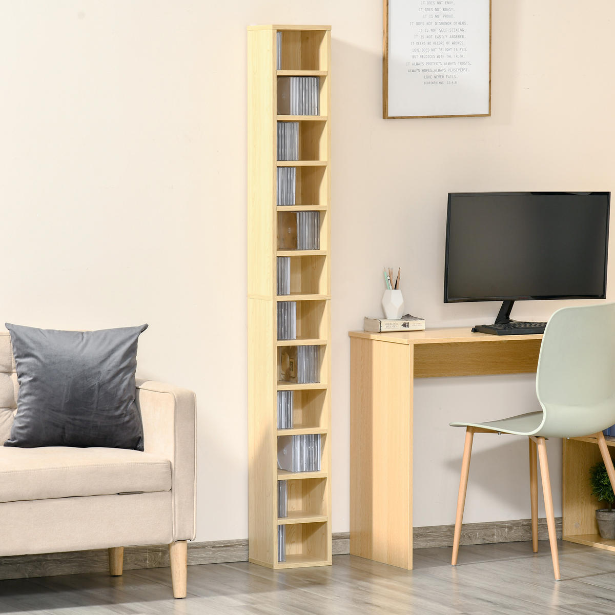 CD-REGAL DE-14391 12 Fächer, 204 CDs Kapazität Naturholz - Beige, Holzwerkstoff (20/175/21cm) - ComfortXL
