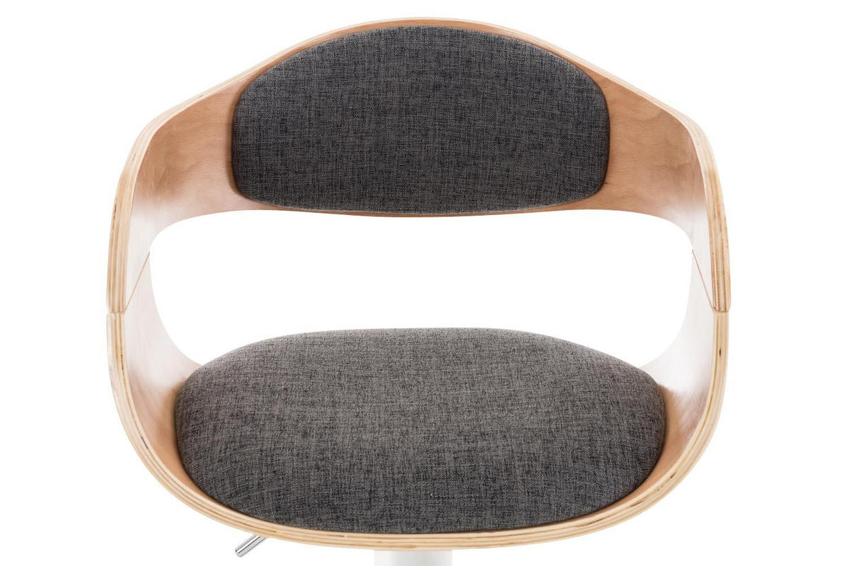 BARHOCKER Stoff natura/hellgrau - Eukalyptusholzfarben/Hellgrau, Textil/Metall (50/88/48cm) - CLP