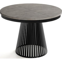 ESSTISCH Naro rund ausziehbar mit Schwarzem Lamellen-Metallgestell, Beton-Optik Dunkelgrau 100-180/100/76 cm - Dunkelgrau/Schwarz, Holzwerkstoff/Metall (100/176/76cm) - WFL GROUP