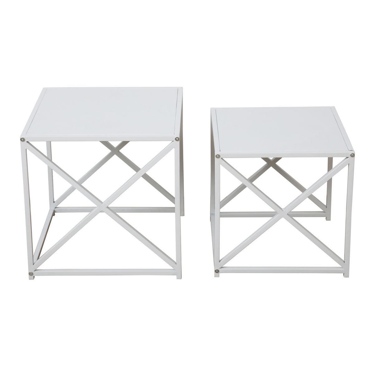 BEISTELLTISCH GEMO 2er Set Weiß - Weiß, Metall (40/40/40cm) - SVITA