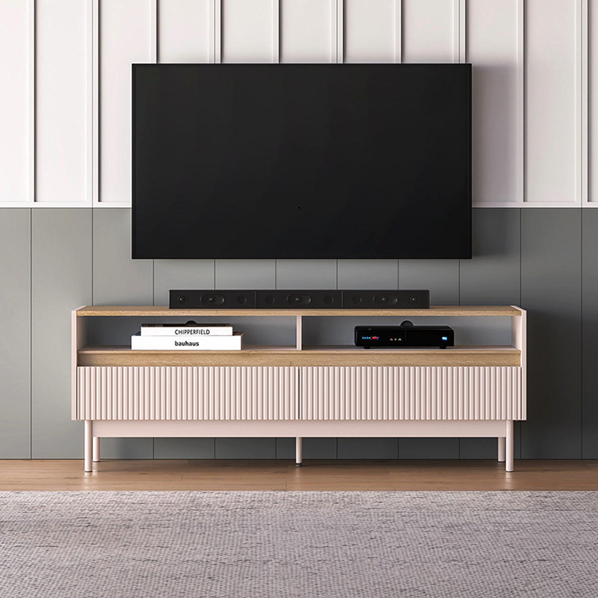 TV-MÖBEL Connie Kaschmir und Holz - Beige, Holzwerkstoff (153.8/54.9/40cm) - Petits-meubles