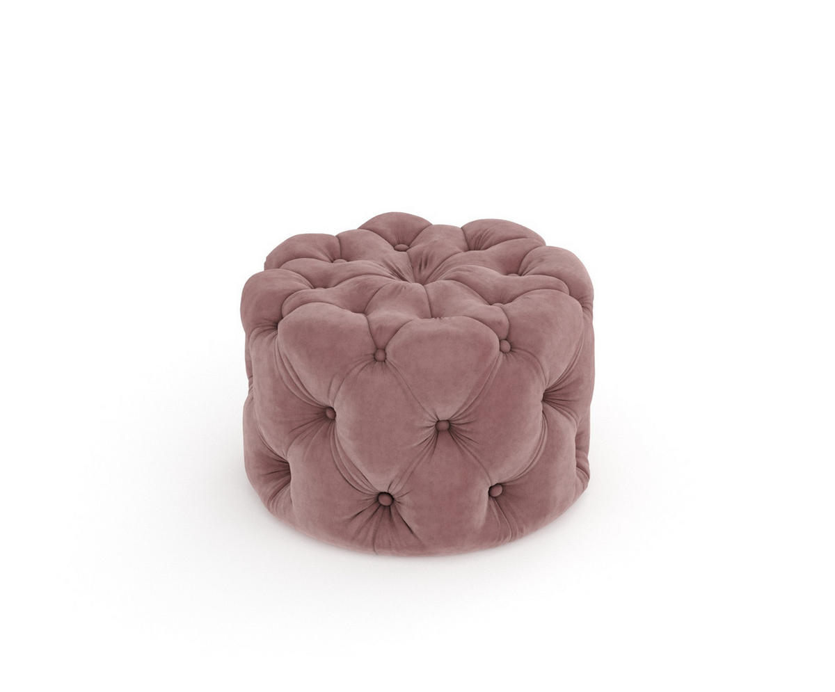 POUF Cosimo Rosa Samtstoff - Schwarz/Rosa, Holz/Holzwerkstoff (60/40/60cm) - Maison de Reve
