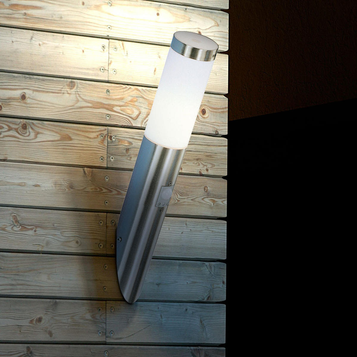 LED AUSSEN-WANDLEUCHTE Silber mit Bewegungsmelder - Silberfarben, Metall (16.6/41/20cm)