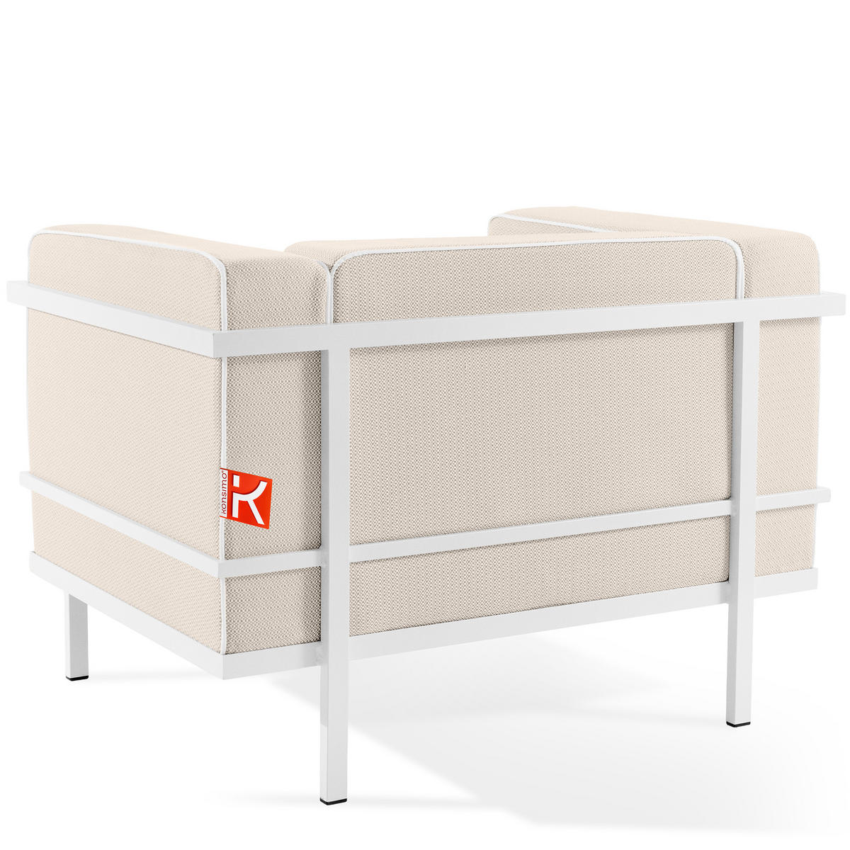 GARTENSESSEL TRIGLO Stahlgestell, Modern, Weiß - Beige/Weiß, Textil/Metall (99/70/69cm) - KONSIMO®