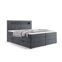 BOXSPRINGBETT Gold 5 King LED 120x200 cm Dunkelgrau Velvet H4 - Dunkelgrau, Holz (120/200cm) - Labett