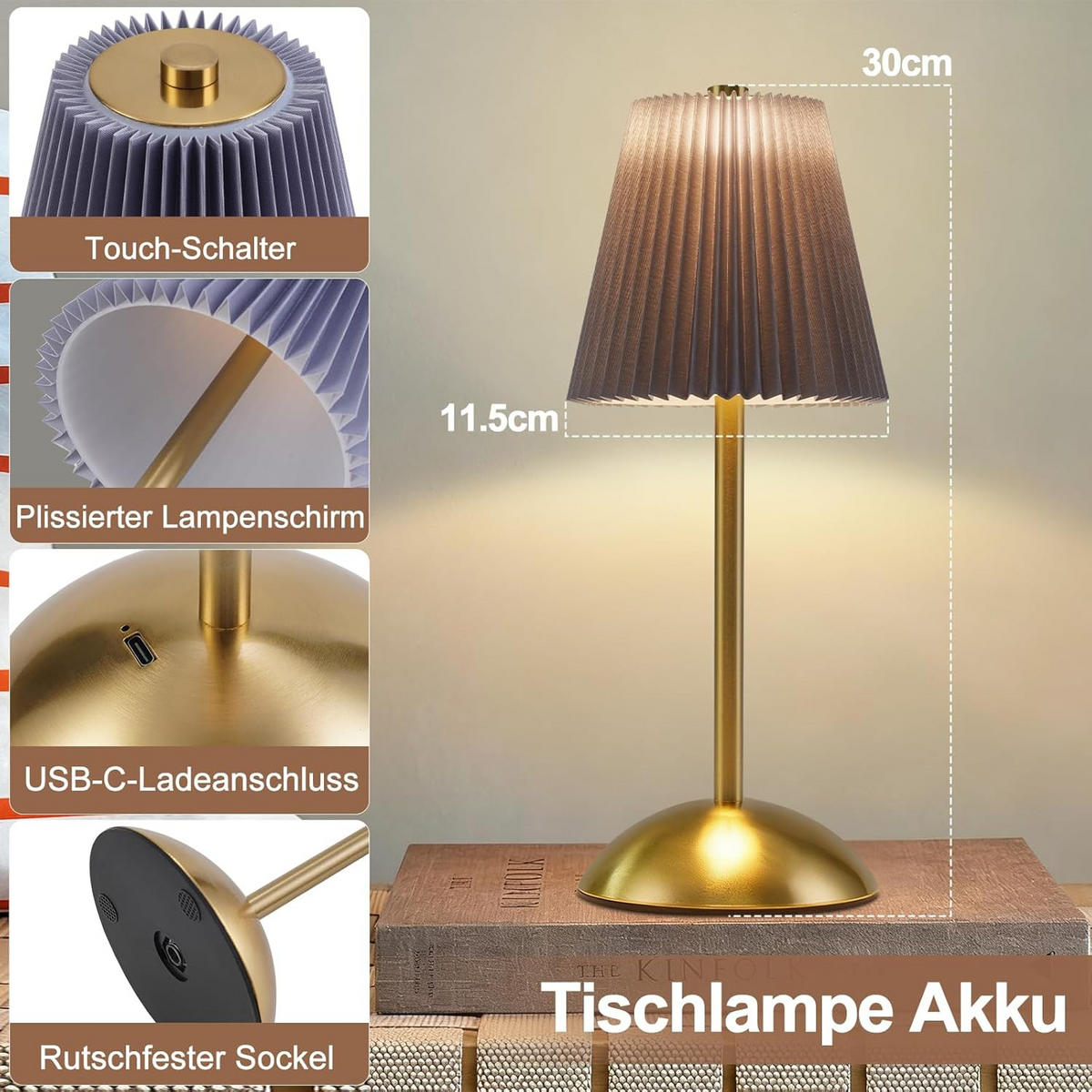 LED-TISCHLEUCHTE BROT Ⅲ 12/12/30 cm(2er-set) - Blaugrau, Metall (12/12/30cm) - Nettlife