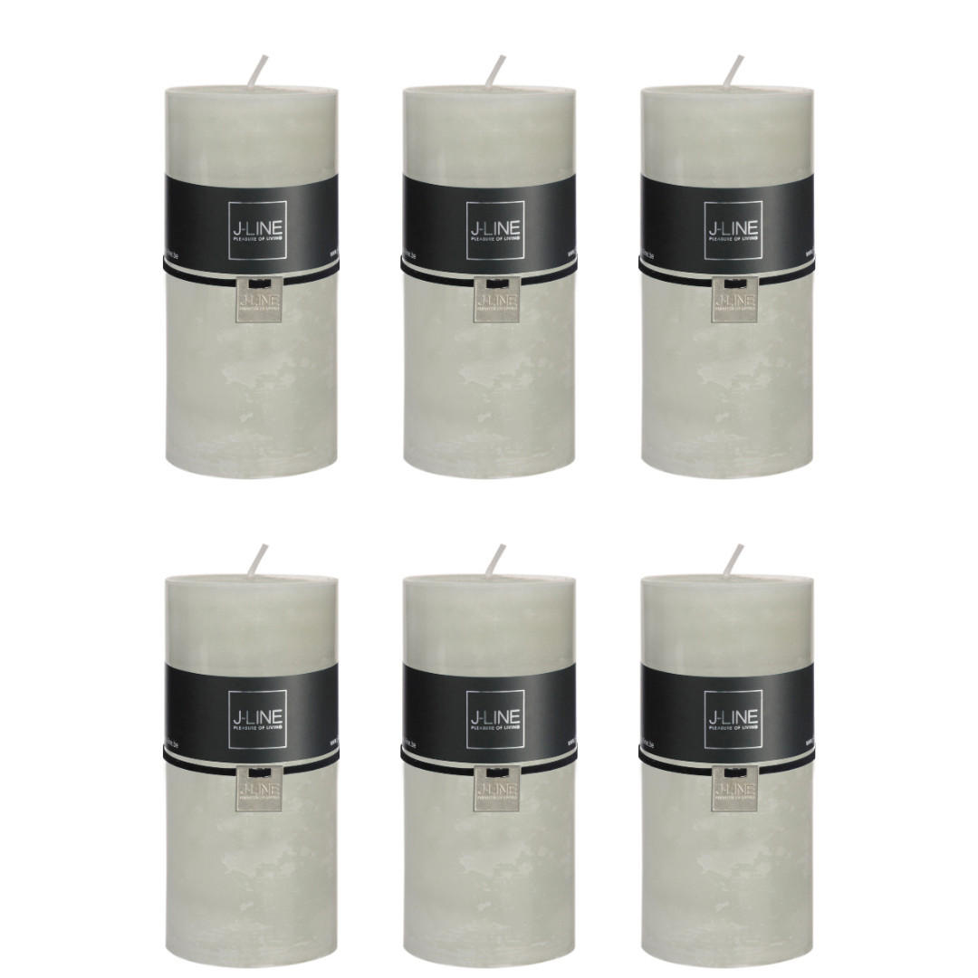 DUFTKERZE ZART - Pudergrün - L - 52 Std. - 6er set - Grün, Paraffin (7/15cm) - J-Line