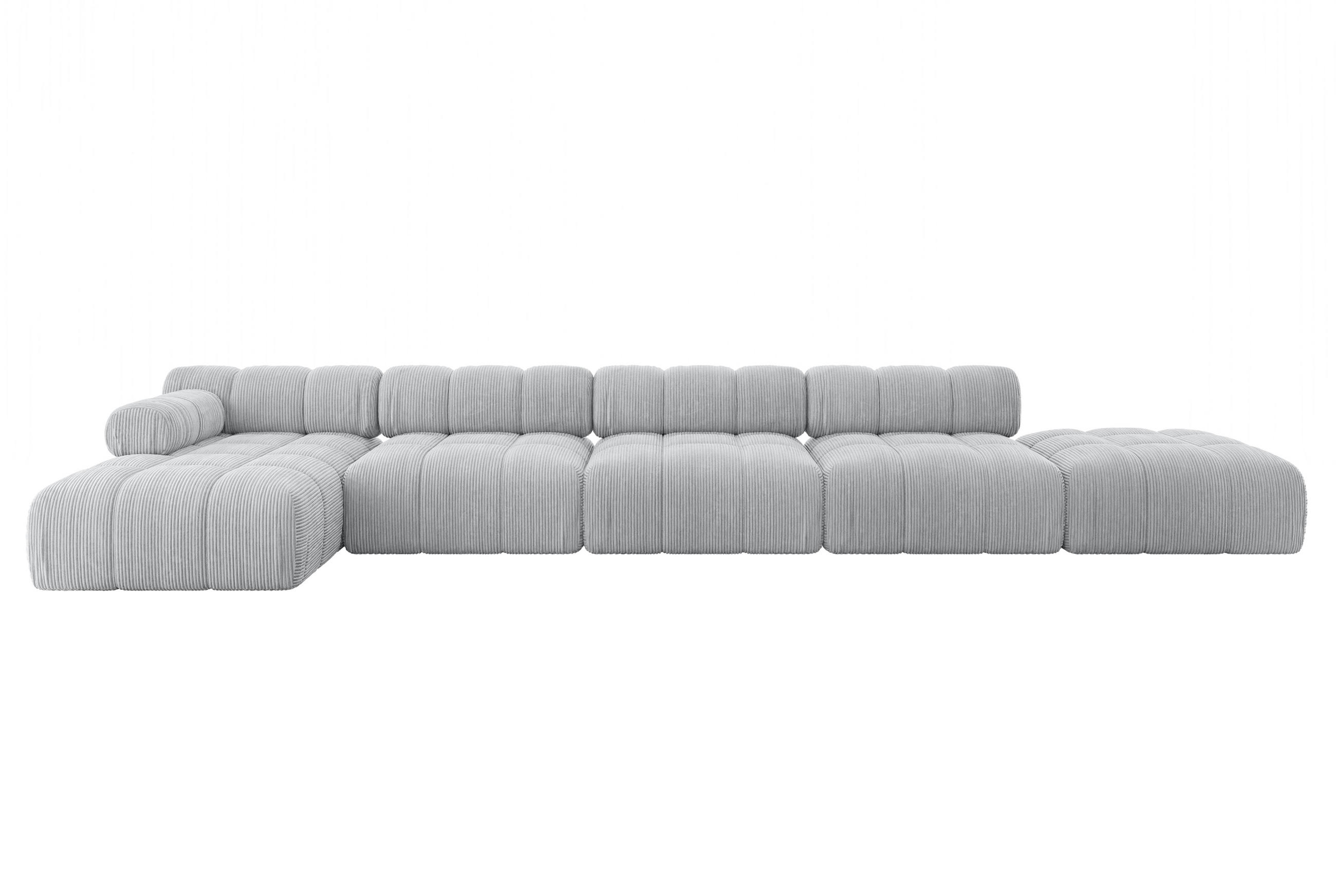 ECKSOFA modulares Sofa Lizur-L3 - 475x160x70 cm Grau Cord - Grau, Holzwerkstoff/Textil (475/160cm) - ALTDECOR