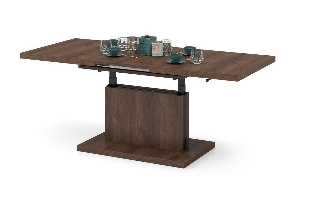 COUCHTISCH rechteckig Eiche dunkel ausziehbar höhenverstellbar - Braun, Holzwerkstoff (80/120/56cm) - designimpex