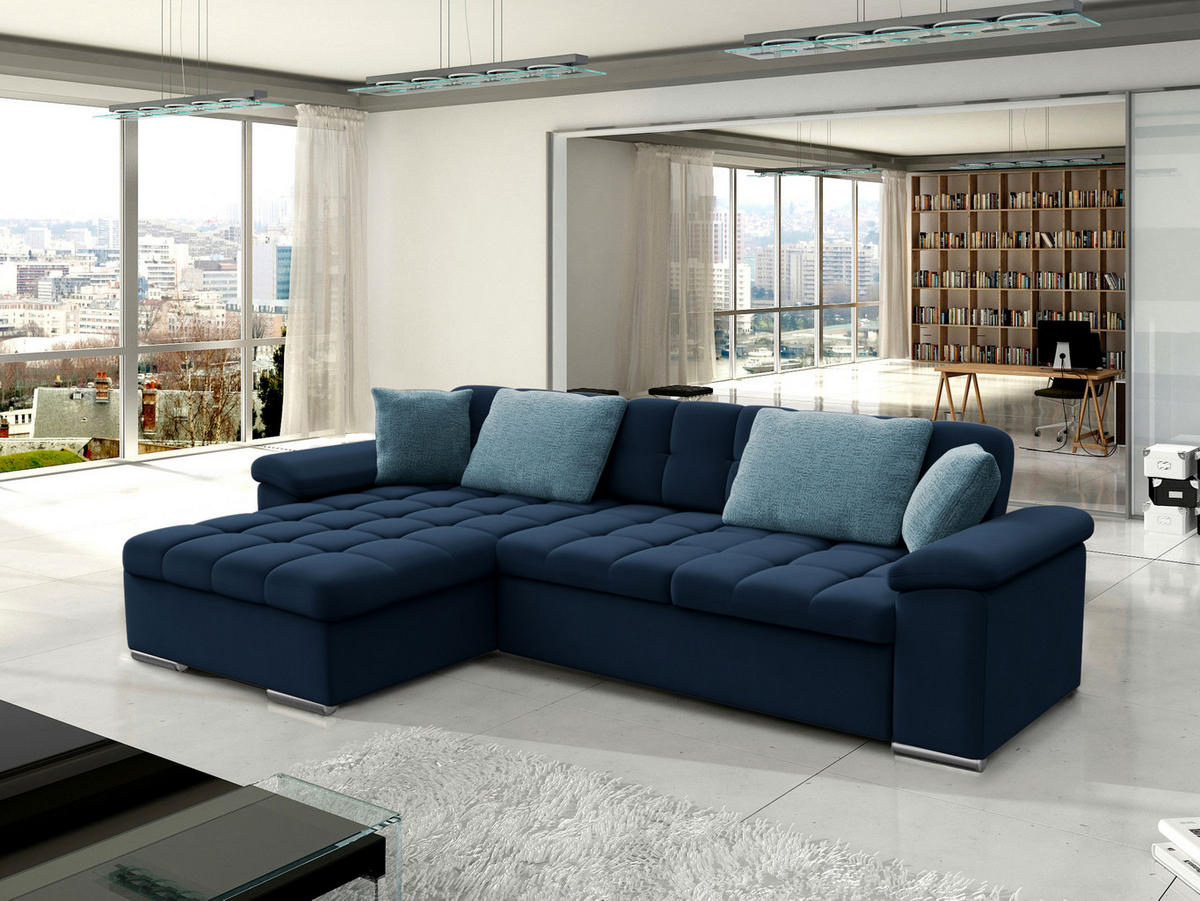 ECKSOFA Diana Premium, Seite: Links - Dunkelblau, Holz/Textil (280/160cm) - MIRJAN24