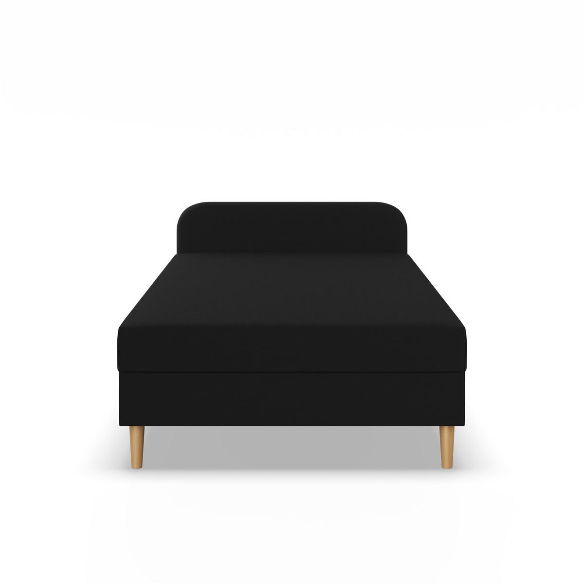 BOXBETT MIT KOPFTEIL 120x200 CASPE, Schwarz - Schwarz, Textil (120/200cm) - Mebligo