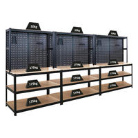WERKBANK Giant Beast 3er-Set mit Lochwand180x120x60cm Fachlast 175kg inkl. Werkzeughalter Set Schwarz - Schwarz, Metall (240/180/60cm) - PROREGAL
