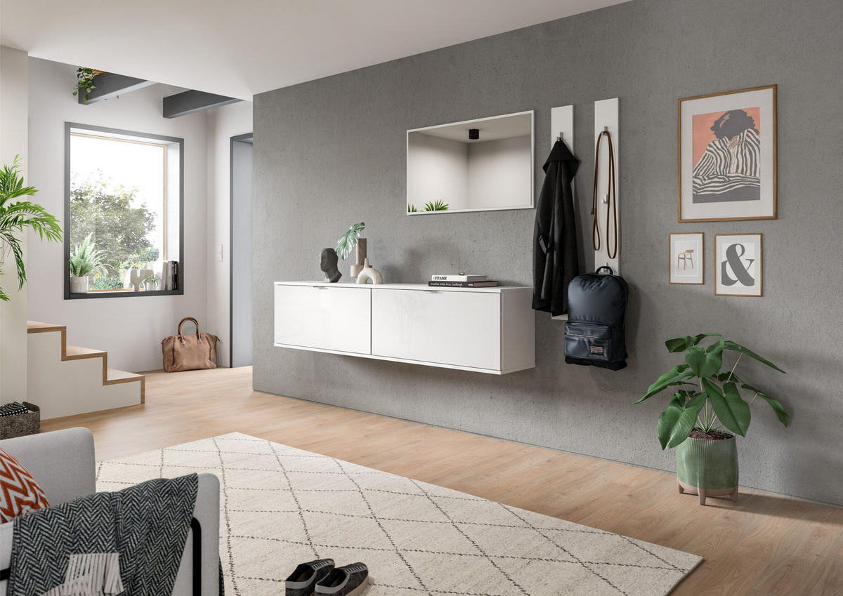 GARDEROBE Systemmöbel Projekt X 5tlg. Kombination , ca.237x191x37 cm - Weiß, Holzwerkstoff (237/191/37cm)