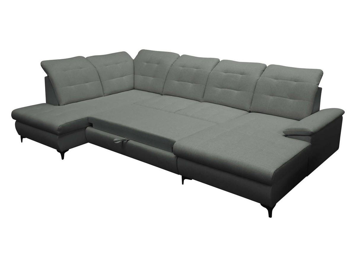 WOHNLANDSCHAFT Enzo, Seite: Links - Dunkelgrau/Schwarz, Holz/Textil (330/105/212cm) - MIRJAN24