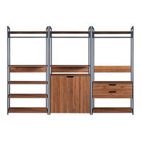 GARDEROBEN-SET 3 TLG. Larem - Walnussfarben/Schwarz, Holzwerkstoff/Metall (252/180/40cm) - [en.casa]