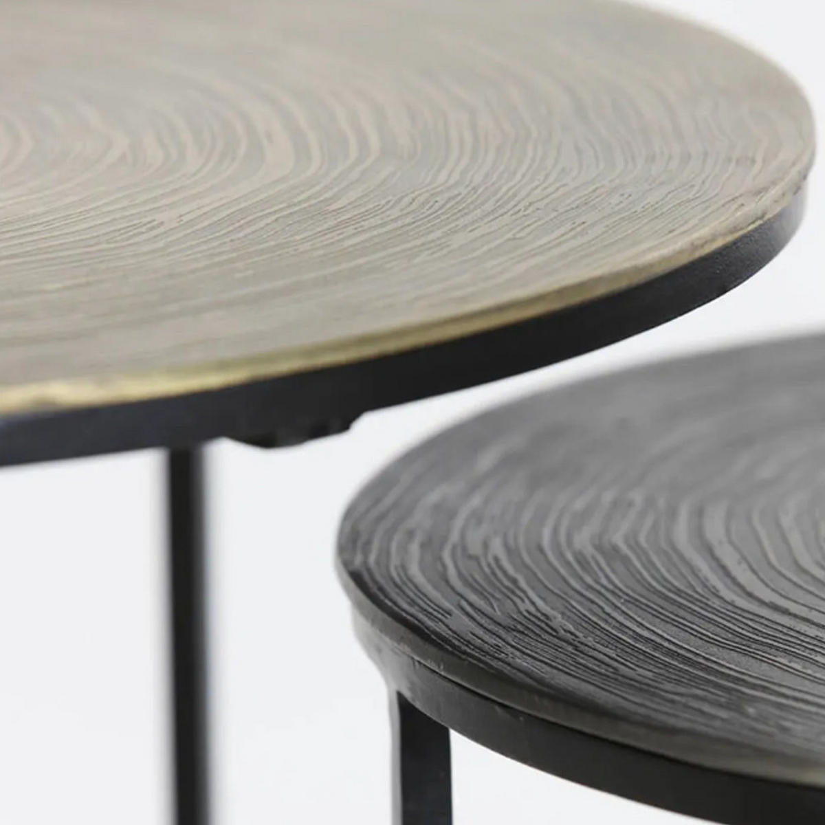 BEISTELLTISCH PRIMO Ø49x52 cm, 2er Set, Schwarz-Bronze - Bronzefarben, Metall (49/49/52cm) - Light & Living