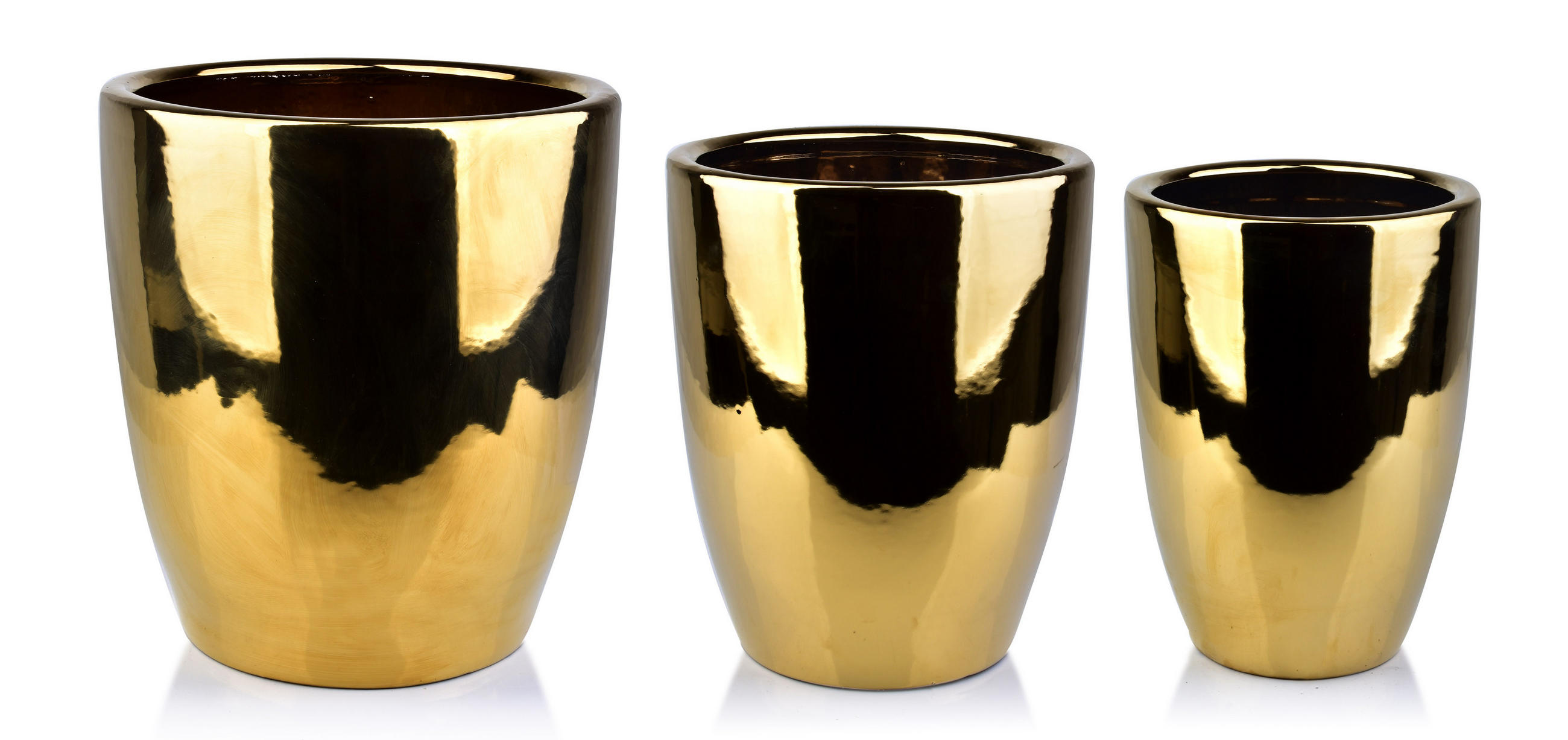 ÜBERTOPF-SET NEVA GOLD 3-tlg Gold Keramik - Goldfarben, Keramik (40/45/40cm) - Mondex
