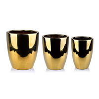 OBALY NA KVĚTINÁČE NEVA GOLD, 3dílná, keramika, stříbrná, 39/39/42cm 32/32/38,5cm 26/26/35cm - zlatá, keramika (40/45/40cm) - Mondex