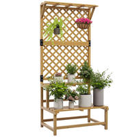 PFLANZENSTÄNDER DE-05373 2 Etagen, mit Spalier & Dach Gelb - Gelb, Holz (75/50/166cm) - ComfortXL