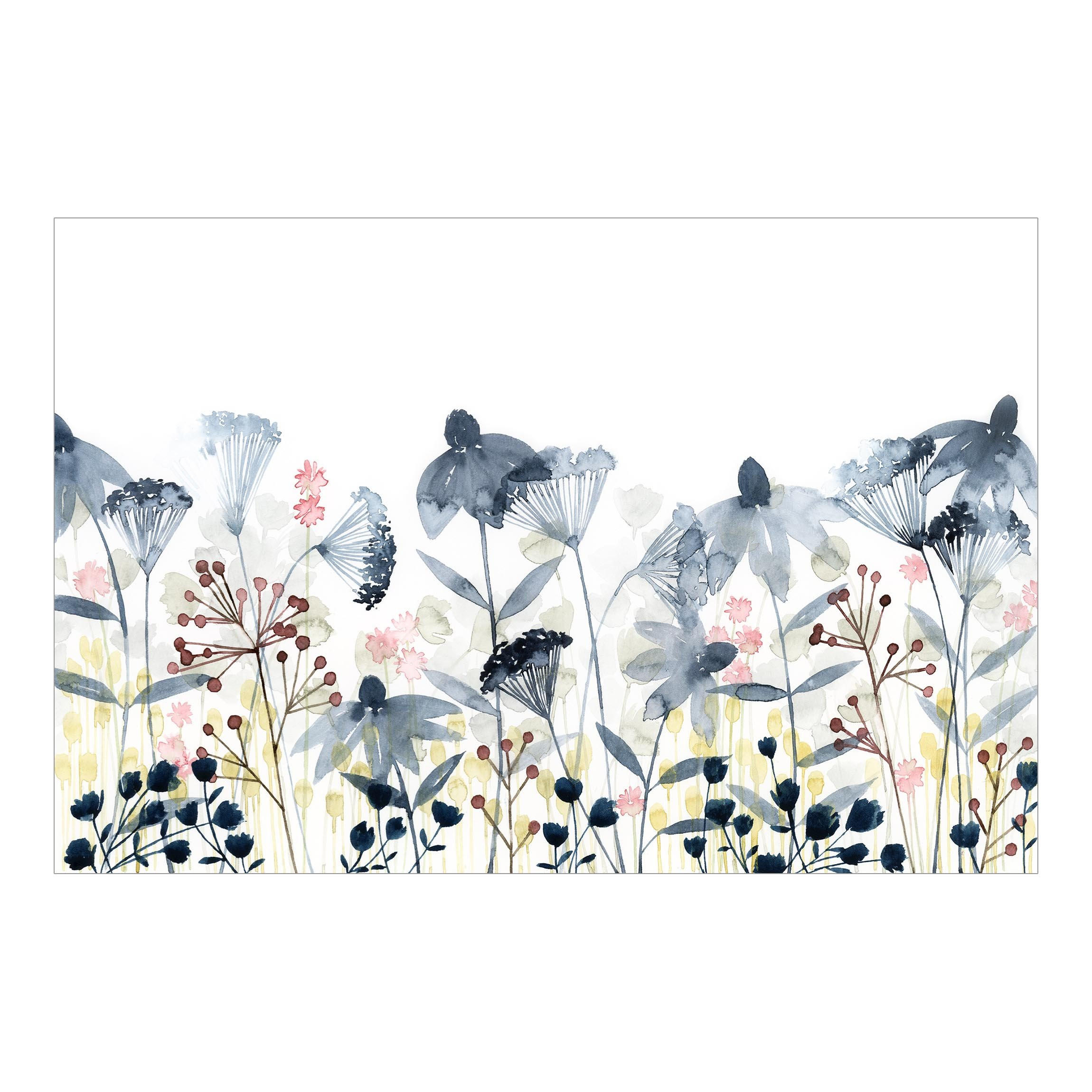 FOTOTAPETE Wildblumen Aquarell I 288/190 cm - Weiß, Papier (288/190cm) - Bilderwelten