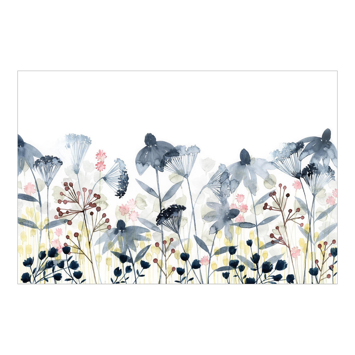 FOTOTAPETE Wildblumen Aquarell I 288/190 cm - Weiß, Papier (288/190cm) - Bilderwelten