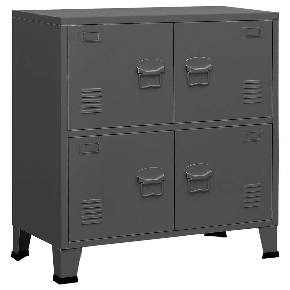 SIDEBOARD mit 4 Türen, 75/40/80 cm, aus Stahl, in Anthrazit, im Industriestil - Anthrazit, Metall (75/80/40cm) - vidaXL