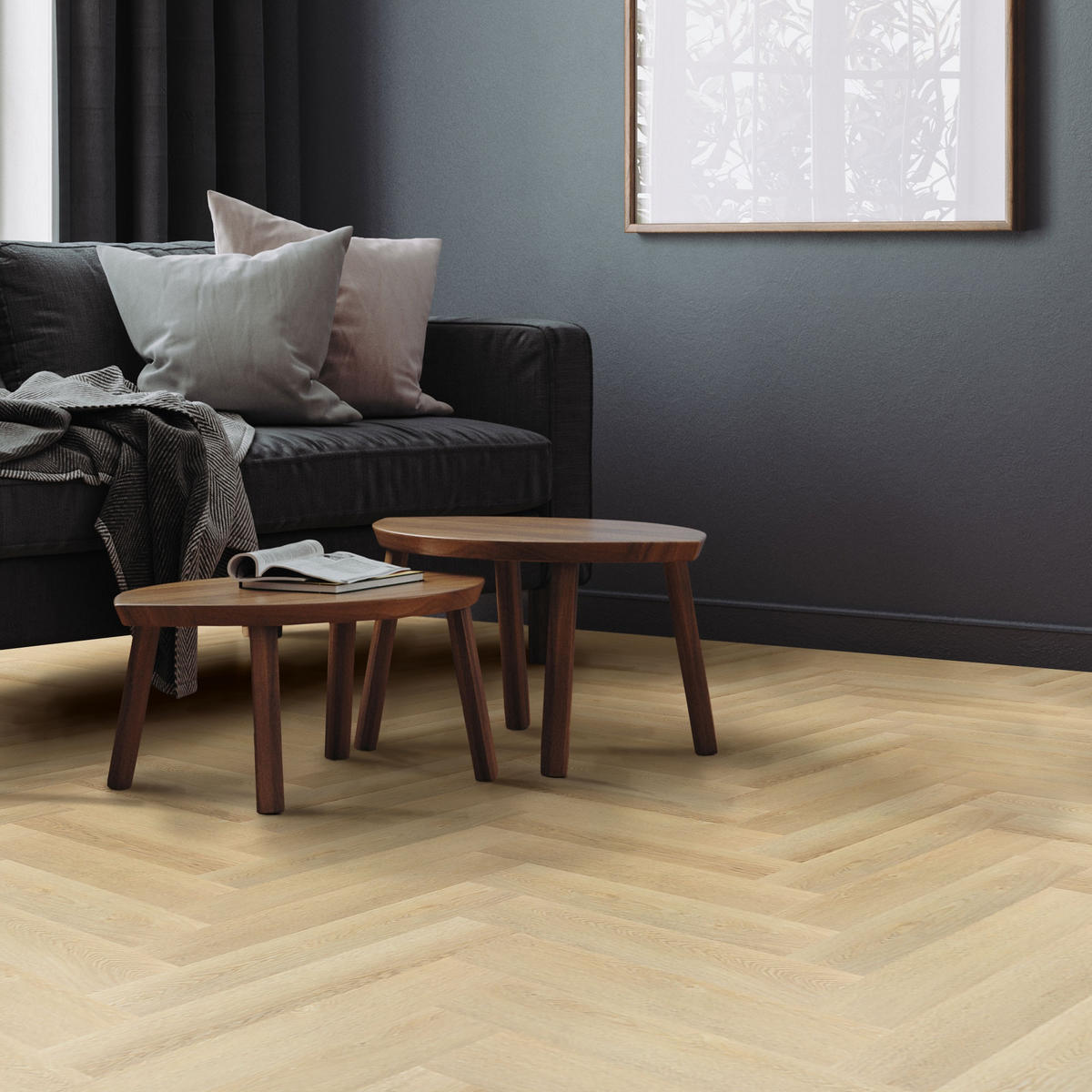 VINYLBODEN Click 7,8m²/100 Dielen Fischgrät Eiche Natur - Braun, Kunststoff (12.8/61/0.42cm) - ML-DESIGN