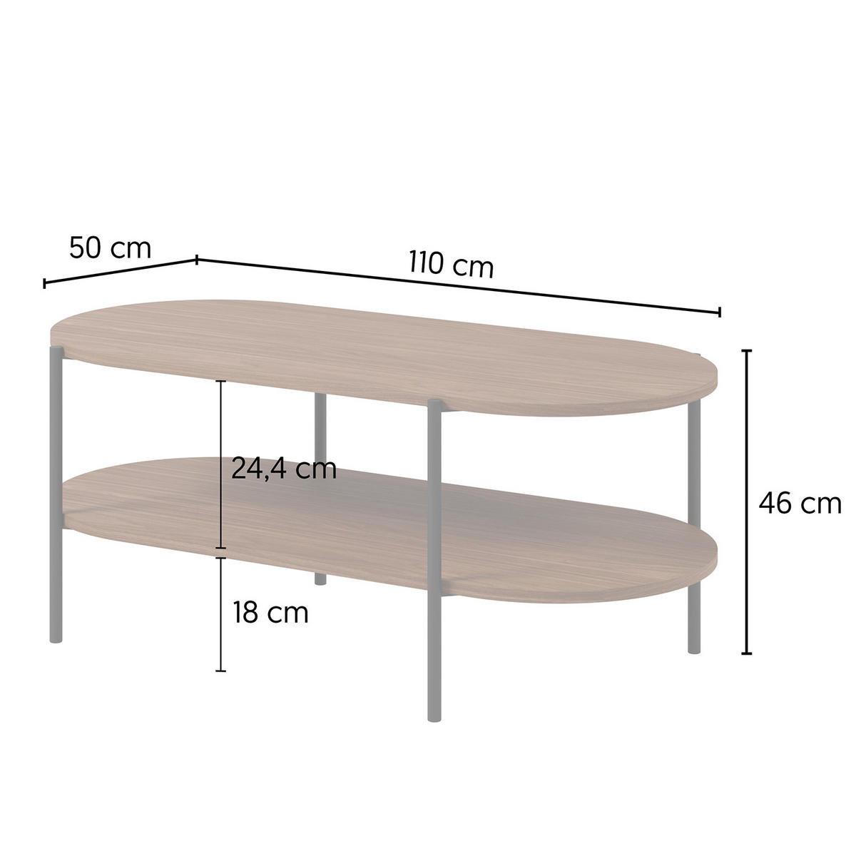 KONFERENČNÍ STOLEK Carlo s kovovými nohami, 110 × 50 cm, ořech - barva vlašského ořechu, kompozitní dřevo (50/110/46cm) - Beautysofa