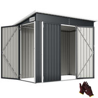 GERÄTEHAUS DE-16898 3 Türen mit Belüftung Grau - Dunkelgrau, Metall (132/185/234cm) - ComfortXL