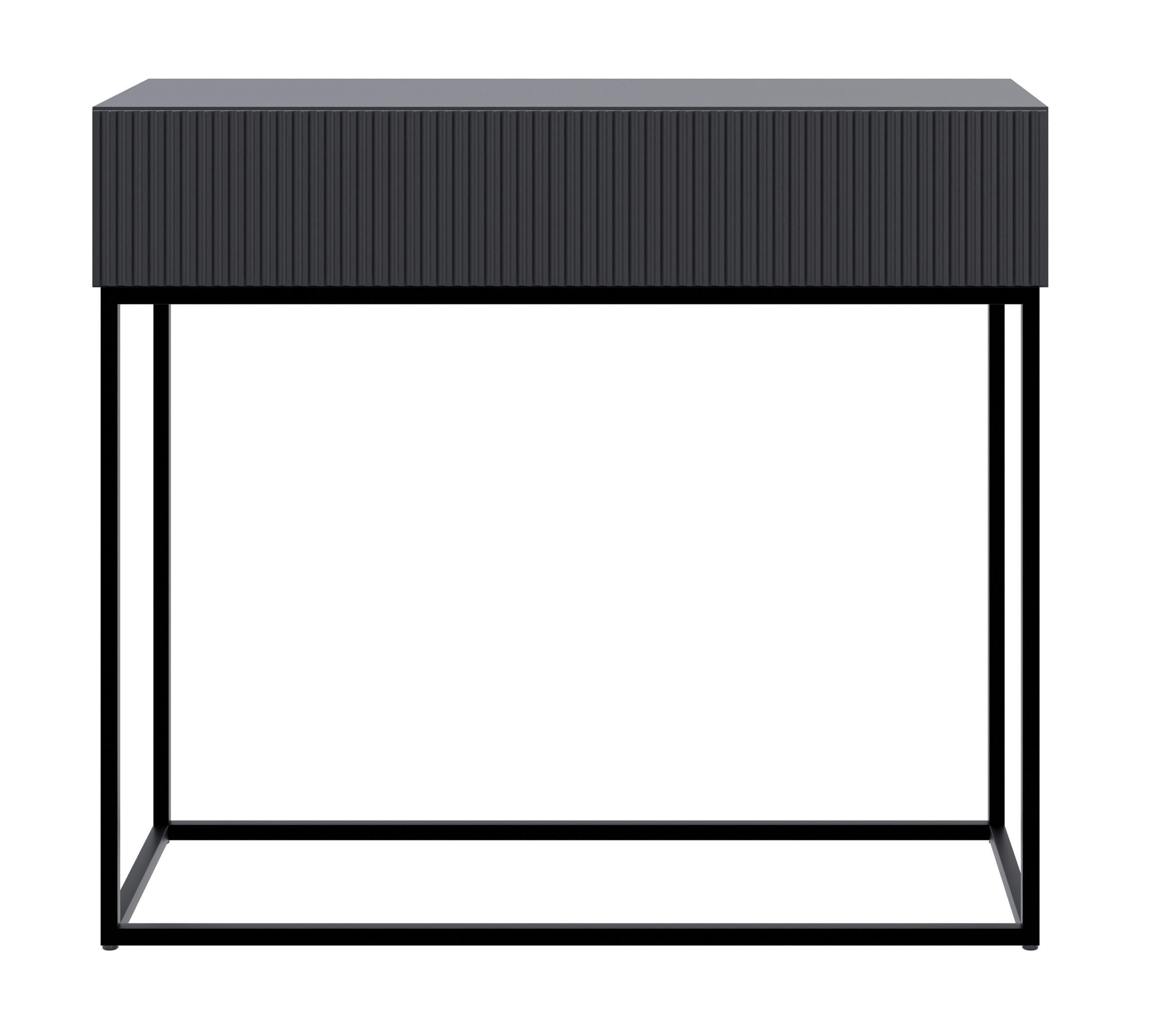 KONSOLENTISCH Veldio Schwarz mit schwarzen Beinen 90 cm - Schwarz, Holzwerkstoff/Metall (35.6/90/79cm) - Selsey