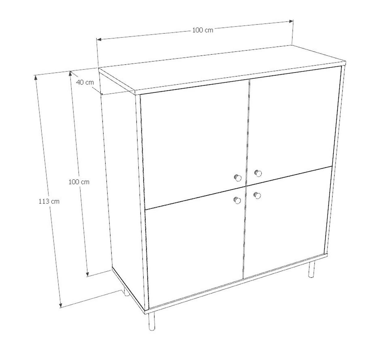 HIGHBOARD Venus - Schwarz/Weiß, Holzwerkstoff (100/113/40cm) - RAUMHIRSCH FURNITURE