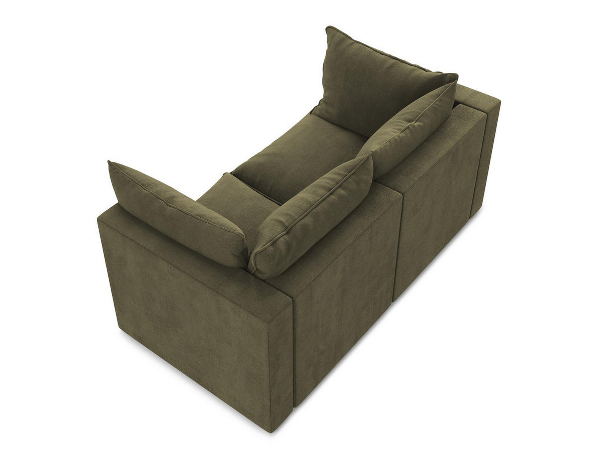 2-SITZER SOFA Strukturstoff Grün - Schwarz/Olivgrün, Holzwerkstoff/Kunststoff (180/77/90cm) - Makamii