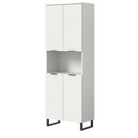 HOCHSCHRANK weiß 70 cm, 4-türig, Badschrank mit Soft-Close - Schwarz/Weiß, Holzwerkstoff/Metall (70/193/34cm) - Inn.Furn