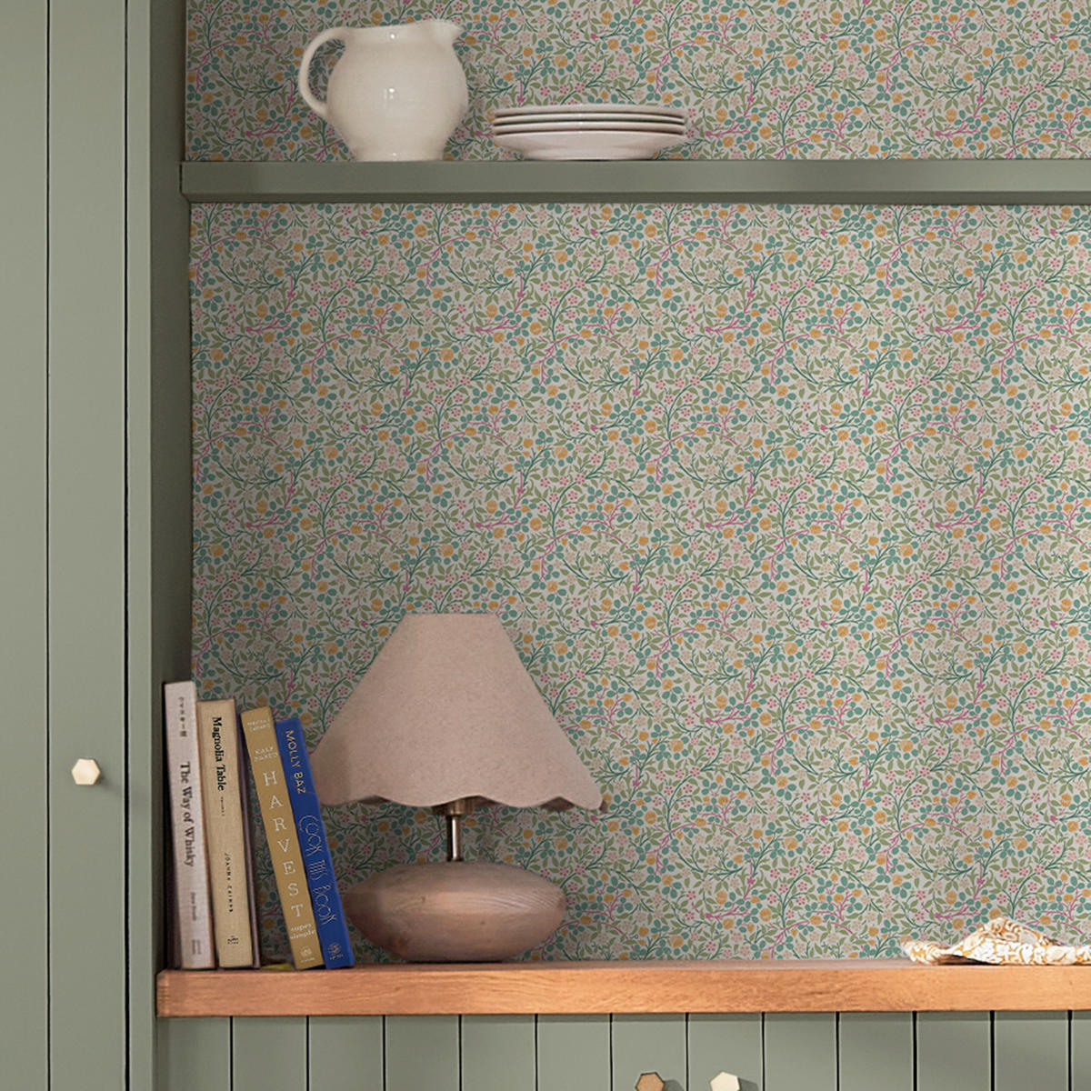 VLIESTAPETE Kleeblätter im Frühling 1000x52cm - Salbeigrün, Papier/Kunststoff (52/1000cm) - William Morris at Home