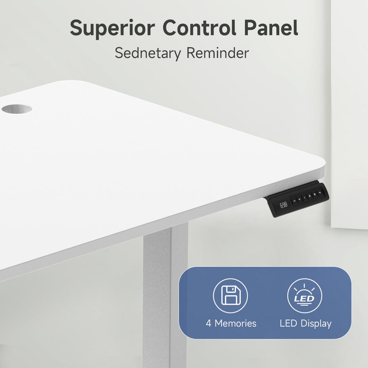 KLAPPTISCH Schreibtischgestell 58/180 cm in Weiß – elektrisch, mit 4 Speicherplätzen - Weiß, Metall (57.5/180/119cm) - BEAOK